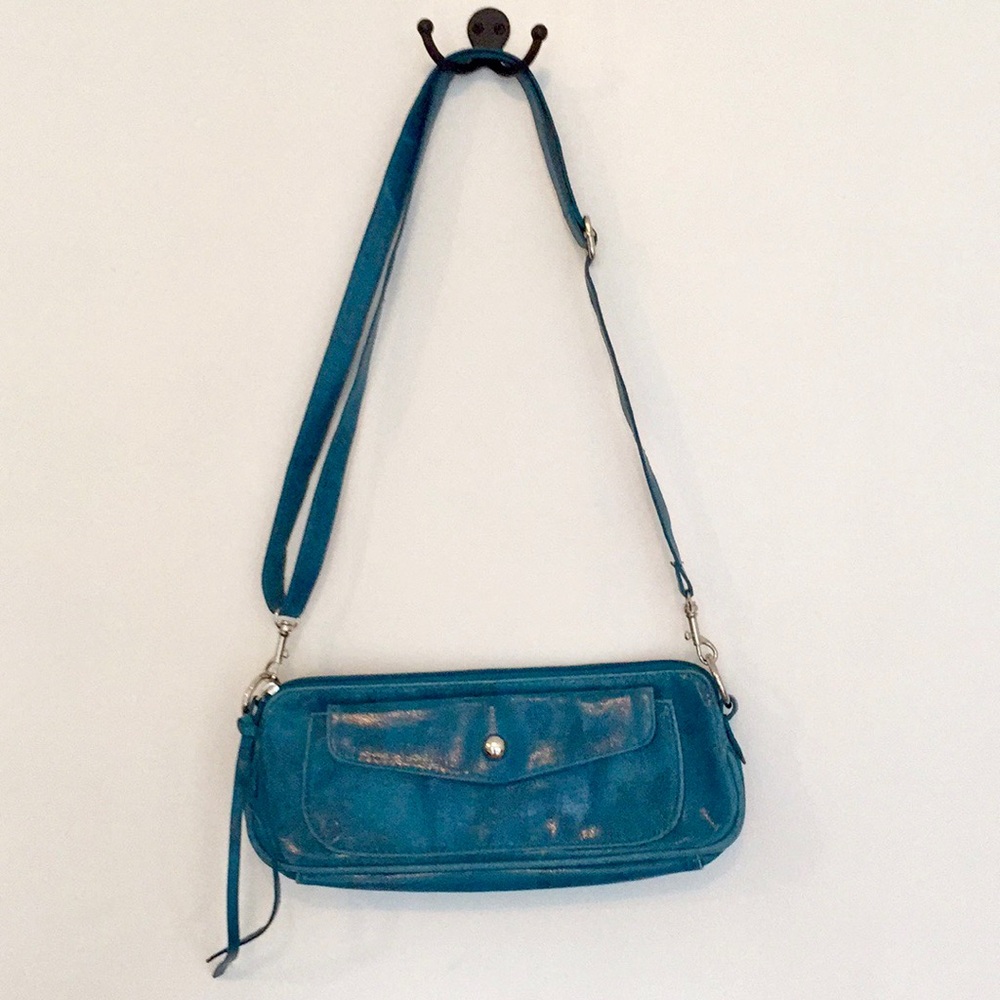 Blue faux leather clutch/purse